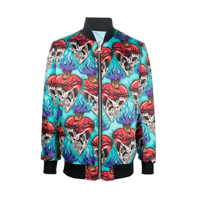 PHILIPP PLEIN SS23 Black Skull Print Full-Zip Jacket PACC-MRB2197-PTE028N-22