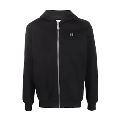 PHILIPP PLEIN SS23 Black Solid Color Casual Hooded Jacket PACC-MJB2722-PJY002N-02