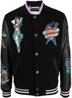 PHILIPP PLEIN SS23 Black Striped Graphic Patch Bomber Jacket SACC-MLB1697-PTE120N-02 PHILIPP PLEIN SS23 Black Striped Graphic Patch Bomber Jacket SACC-MLB1697-PTE120N-02