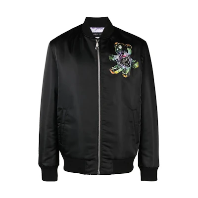 PHILIPP PLEIN SS23 Black Teddy Bear Print Bomber Jacket Men PACC-MRB2222-PTE003N-02