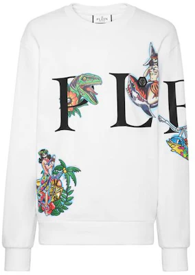 PHILIPP PLEIN SS23 Butterfly Logo Print Crewneck Sweatshirt White SACC-MJO0989-PJO002N-01 Buy PHILIPP PLEIN SS23 Butterfly Logo Print Crewneck Sweatshirt White SACC-MJO0989-PJO002N-01