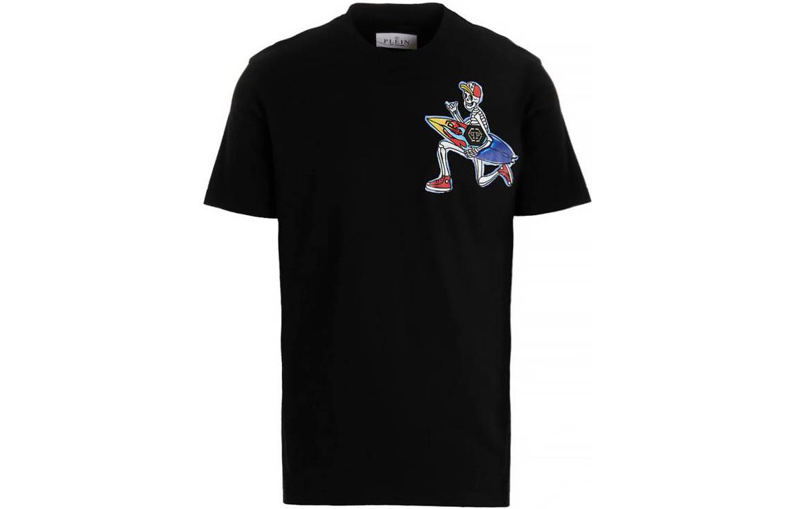 Order PHILIPP PLEIN SS23 卡通圖案黑色短袖圓領T恤 男款。 SACC-MTK6106-PJY002N-02