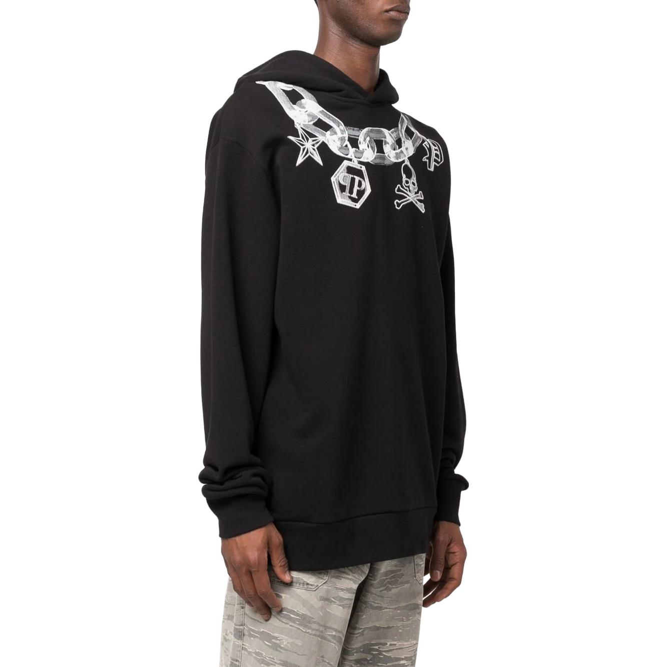 Purchase PHILIPP PLEIN SS23 链条印花男士黑色连帽衫 FABC-MJB2719-PJY002N-02