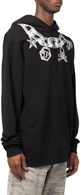 PHILIPP PLEIN SS23 链条印花男士黑色连帽衫 FABC-MJB2719-PJY002N-02 Purchase PHILIPP PLEIN SS23 链条印花男士黑色连帽衫 FABC-MJB2719-PJY002N-02