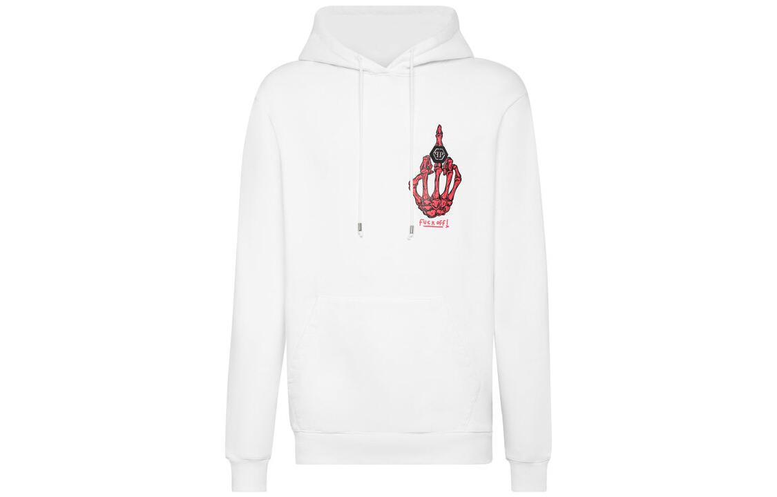 PHILIPP PLEIN SS23 Colorblock Letter Print Hoodie Unisex White AAAC-UJB0024-PJO002N-01