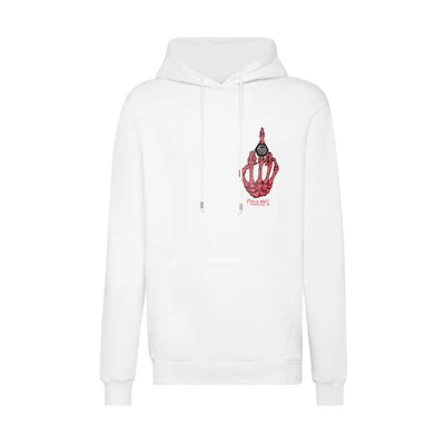 PHILIPP PLEIN SS23 Colorblock Letter Print Hoodie Unisex White AAAC-UJB0024-PJO002N-01