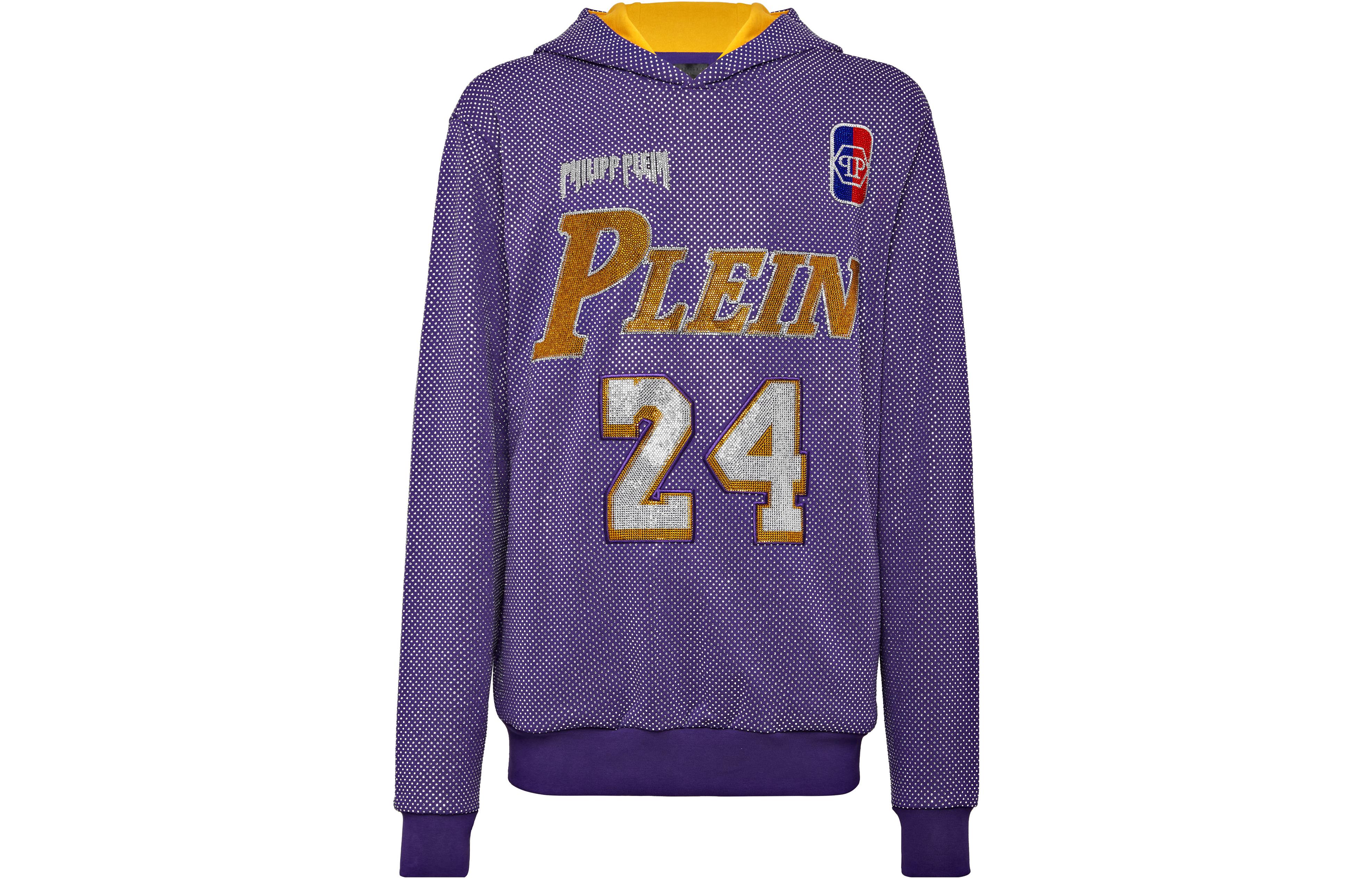 PHILIPP PLEIN SS23 Crystal Logo Hoodie Unisex Purple Long Sleeve A20C-UJB0012-PJO002N-73