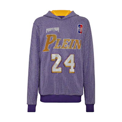 PHILIPP PLEIN SS23 Crystal Logo Hoodie Unisex Purple Long Sleeve A20C-UJB0012-PJO002N-73