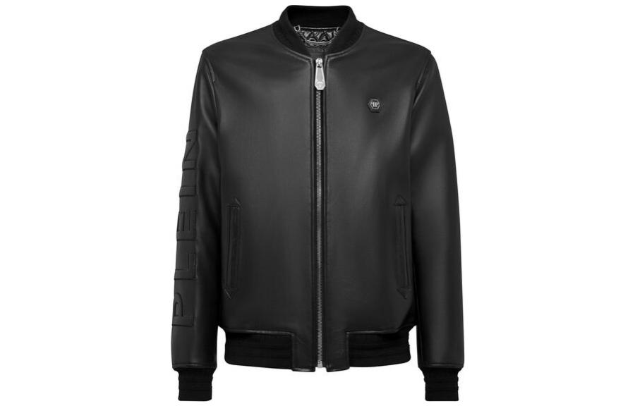 Order PHILIPP PLEIN SS23 浮雕Logo皮革外套 黑色 時尚款式 FAAC-MLB1419-PLE010N-02