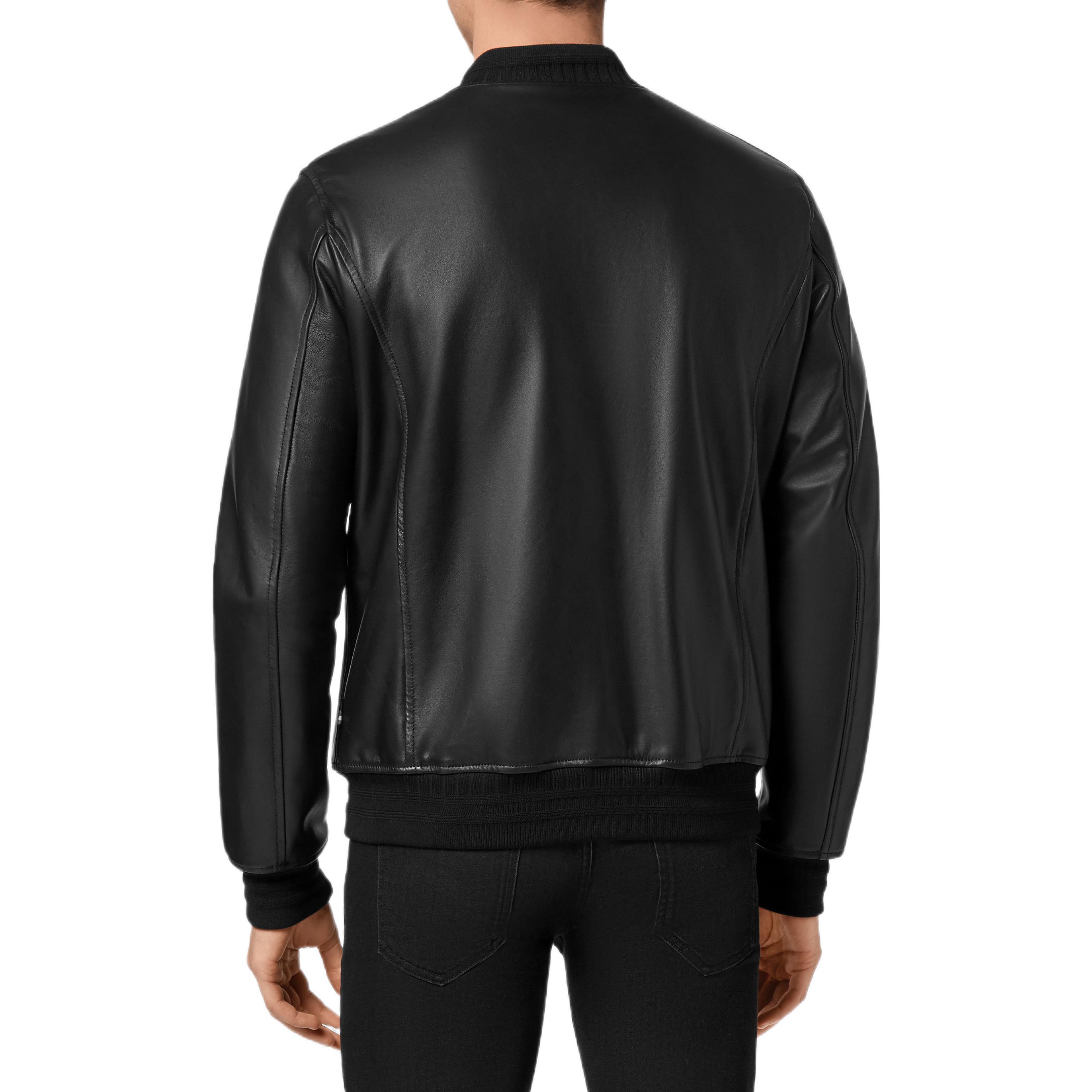 Purchase PHILIPP PLEIN SS23 浮雕Logo皮革外套 黑色 時尚款式 FAAC-MLB1419-PLE010N-02