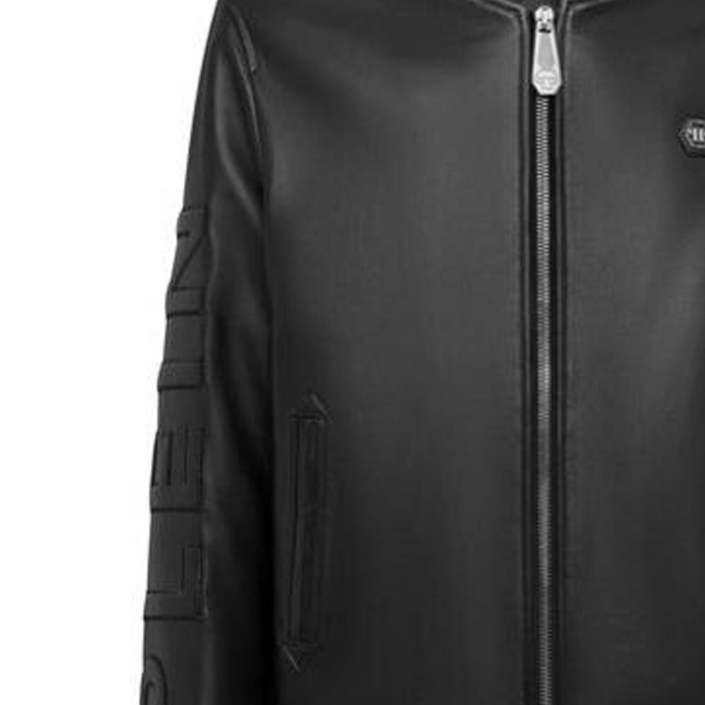 Sizing PHILIPP PLEIN SS23 浮雕Logo皮革外套 黑色 時尚款式 FAAC-MLB1419-PLE010N-02