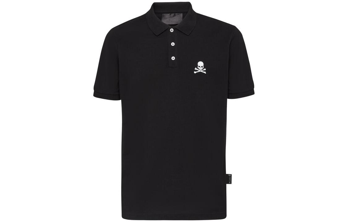 Philipp Plein SS23 Embroidered Skull Short Sleeve Polo Shirt Men PABC-MTK5543-PTE003N-02