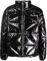 Philipp Plein SS23 Glossy Letter Print High Neck Jacket Black Outerwear FABC-MRB2028-PNY002N-02 Philipp Plein SS23 Glossy Letter Print High Neck Jacket Black Outerwear FABC-MRB2028-PNY002N-02