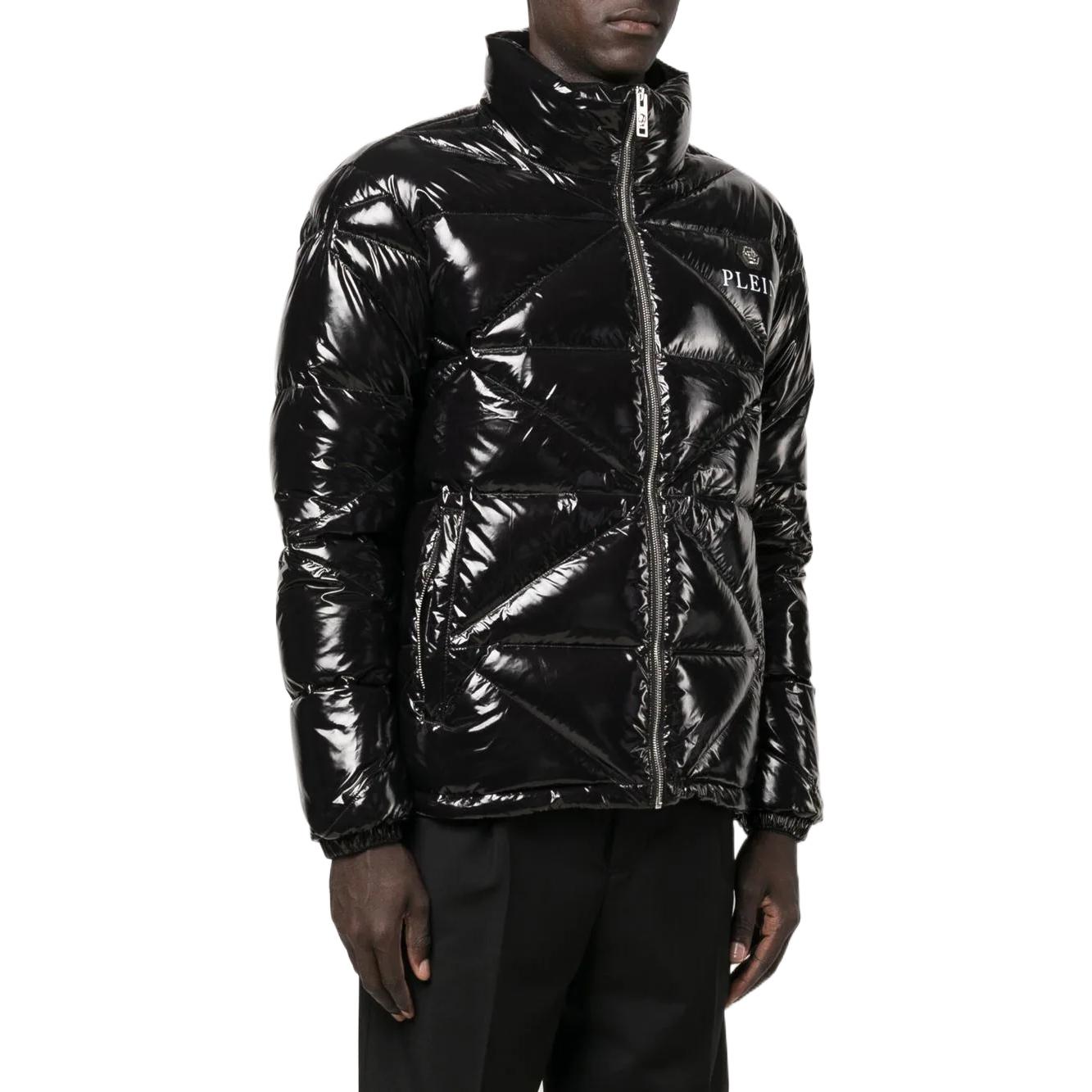 Purchase フィリッププレイン SS23 グロスレタープリント ハイネックジャケット ブラック アウター FABC-MRB2028-PNY002N-02