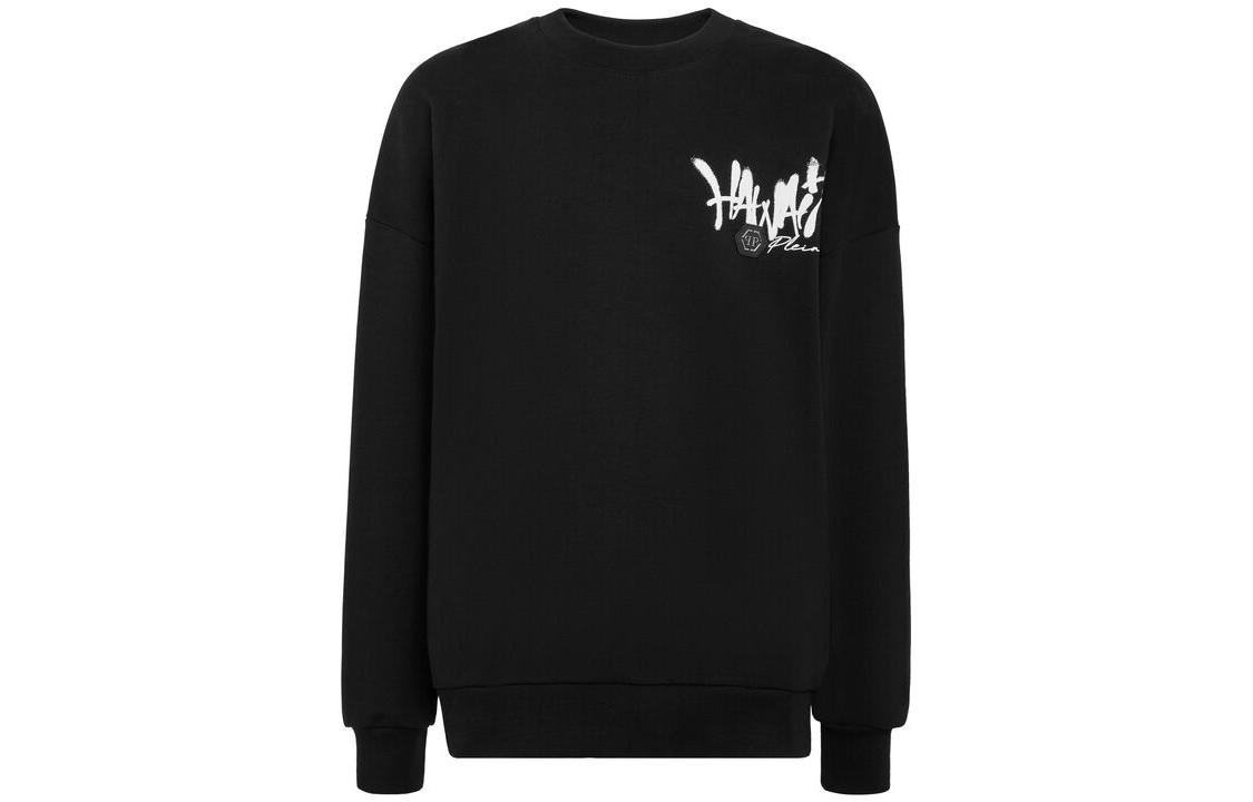 PHILIPP PLEIN SS23 Graffiti Print Crewneck Pullover Sweatshirt Men’s Black SACC-MJO0985-PJO002N-02