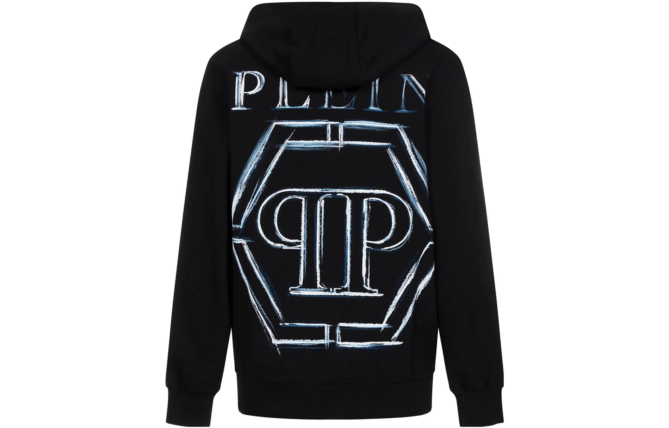 PHILIPP PLEIN SS23 Graphic Print Hoodie Black Casualwear AABC-MJB2857-PJO002N-0207