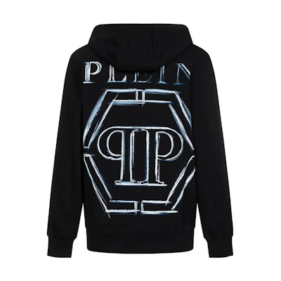 PHILIPP PLEIN SS23 Graphic Print Hoodie Black Casualwear AABC-MJB2857-PJO002N-0207