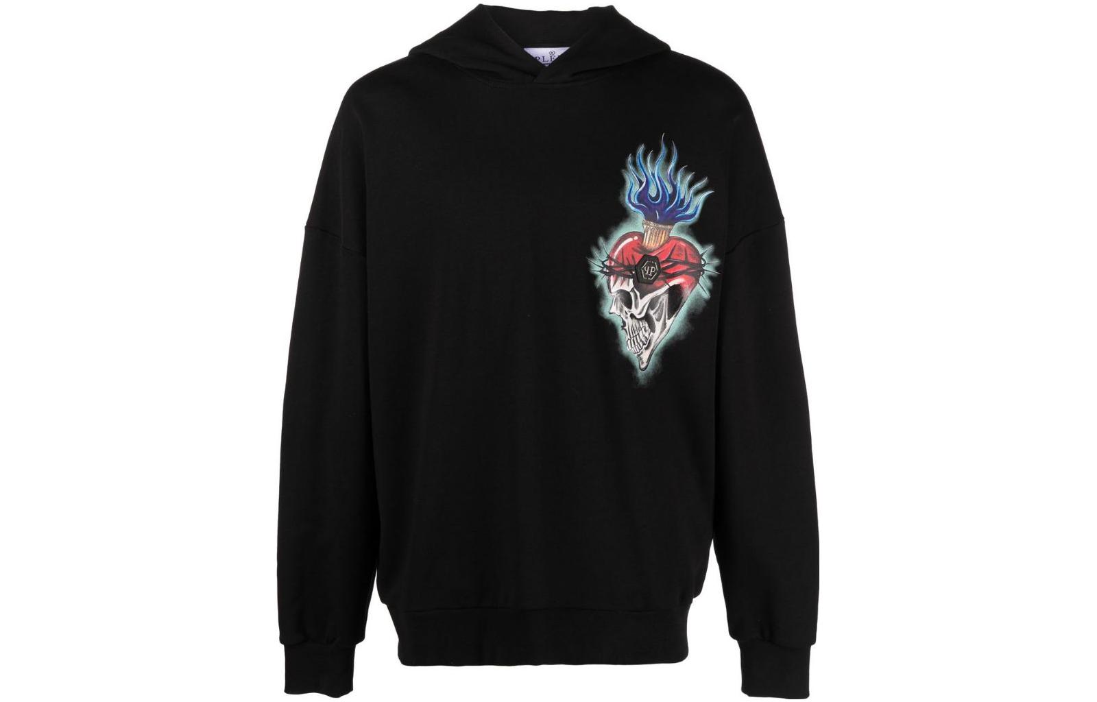 PHILIPP PLEIN SS23 Graphic Print Hoodie Black PACC-MJB2960-PJO002N-02