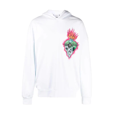 PHILIPP PLEIN SS23 Graphic Print Pullover Hoodie White Mens PACC-MJB2960-PJO002N-01
