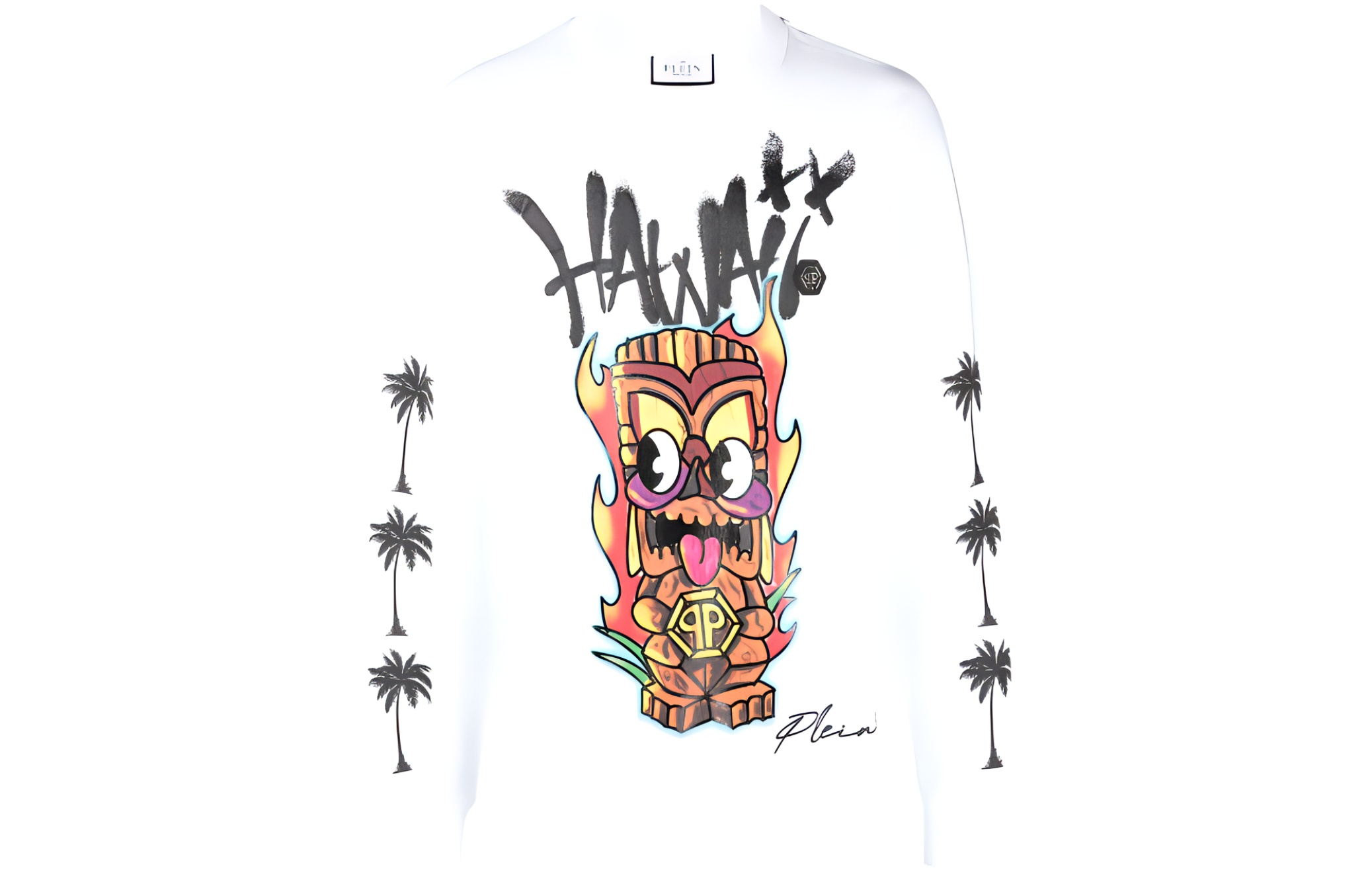 PHILIPP PLEIN SS23 Graphic Print Pullover Sweatshirt White SACC-MJO0988-PJO002N-01