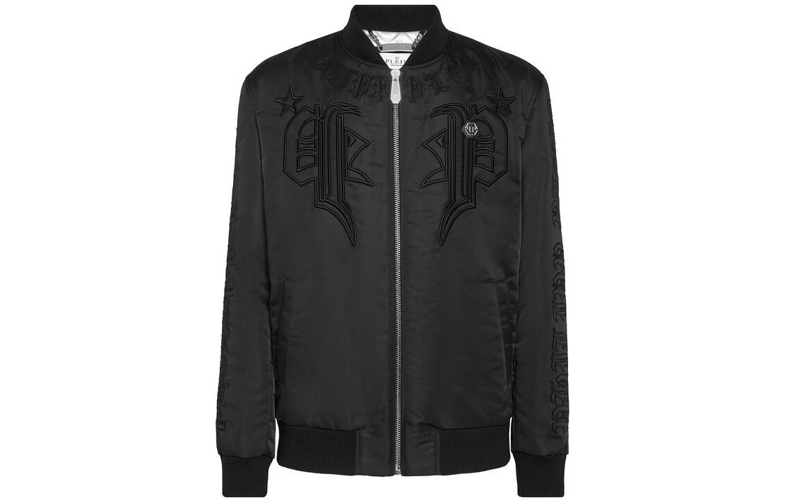 PHILIPP PLEIN SS23 Graphic Print Zip-Up Jacket Black FACC-MRB2176-PTE003N-02