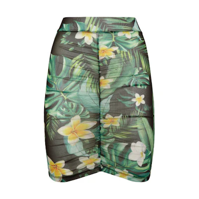 PHILIPP PLEIN SS23 Green Floral Print Cropped Skirt. SACC-WRV0455-PTE003N-05