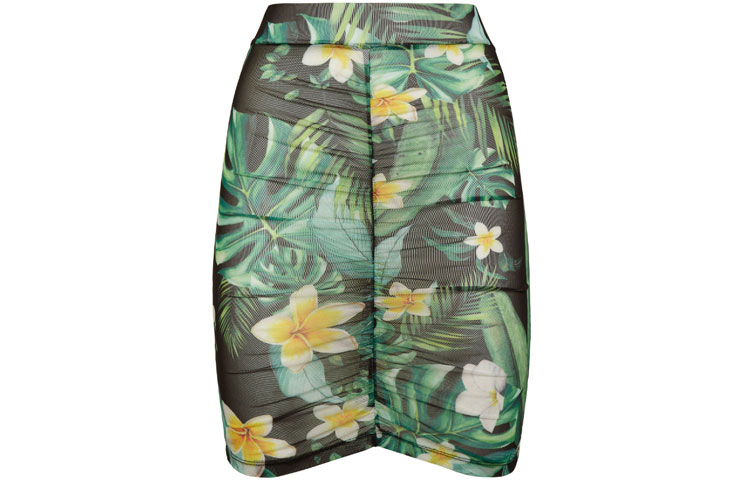 Order 필립 플레인 SS23 그린 플로럴 프린트 크롭 스커트. SACC-WRV0455-PTE003N-05