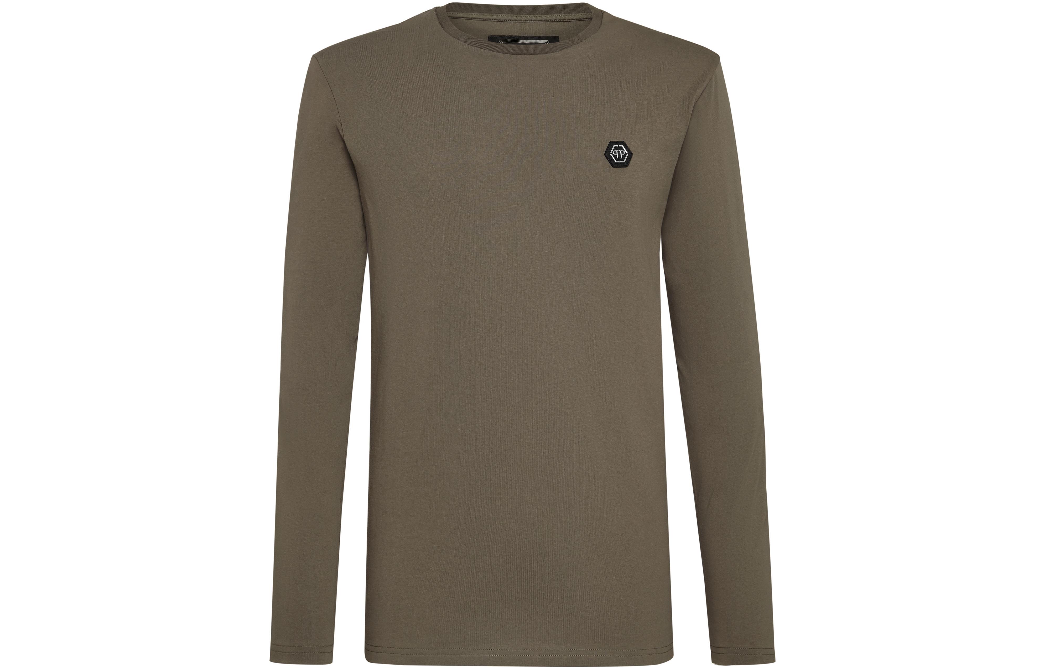 PHILIPP PLEIN SS23 Green Solid Logo Long-Sleeve Crewneck Sweatshirt F19C-MTK4073-PJY002N-65