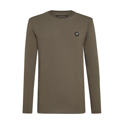 PHILIPP PLEIN SS23 Green Solid Logo Long-Sleeve Crewneck Sweatshirt F19C-MTK4073-PJY002N-65