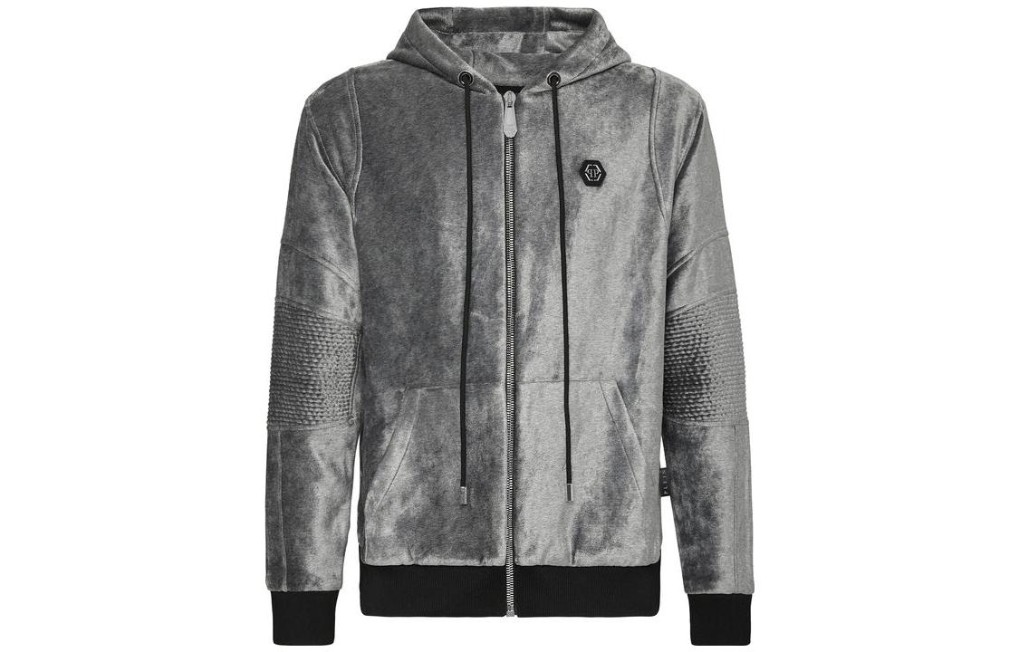 PHILIPP PLEIN SS23 Grey Hoodie with Drawstrings PAAC-MJB2459-PJO002N-10