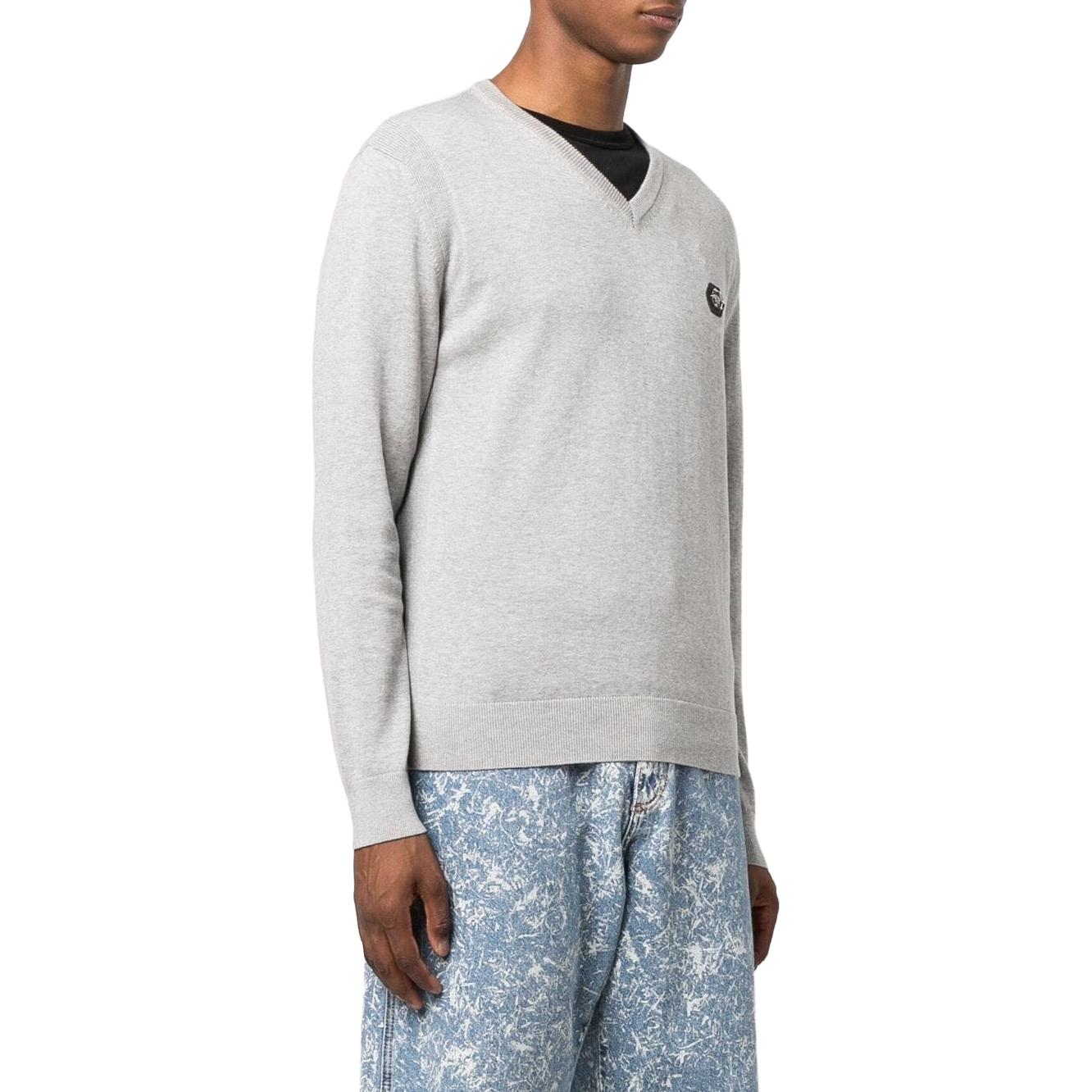 Purchase PHILIPP PLEIN SS23 灰色V领徽标贴长袖卫衣 PAAC-MKO1103-PKN002N-10