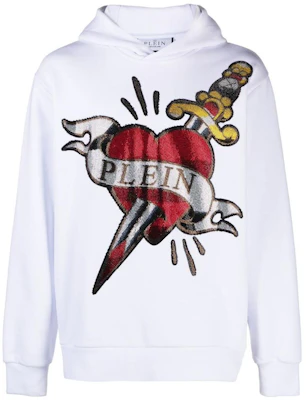 PHILIPP PLEIN SS23 Heart & Dagger Rhinestone Pullover Sweatshirt White Mens PACC-MJB2994-PJO002N-01 Buy PHILIPP PLEIN SS23 Heart & Dagger Rhinestone Pullover Sweatshirt White Mens PACC-MJB2994-PJO002N-01