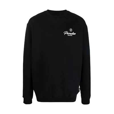 PHILIPP PLEIN SS23 Letter Print Crewneck Black Long-Sleeve Sweatshirt FAAC-MJO0764-PJO002N-02