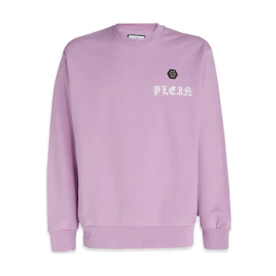 PHILIPP PLEIN SS23 Letter Print Crewneck Long Sleeve Sweatshirt Lilac Purple Men PACCMJO1036PJO002N30