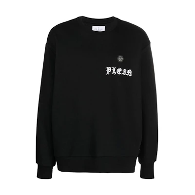 PHILIPP PLEIN SS23 Letter Print Pullover Sweatshirt Black PACC-MJO1036-PJO002N-02