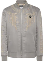 PHILIPP PLEIN SS23 Logo Embroidered Bomber Jacket Men’s Grey FACC-MRB2176-PTE003N-10 PHILIPP PLEIN SS23 Logo Embroidered Bomber Jacket Men’s Grey FACC-MRB2176-PTE003N-10