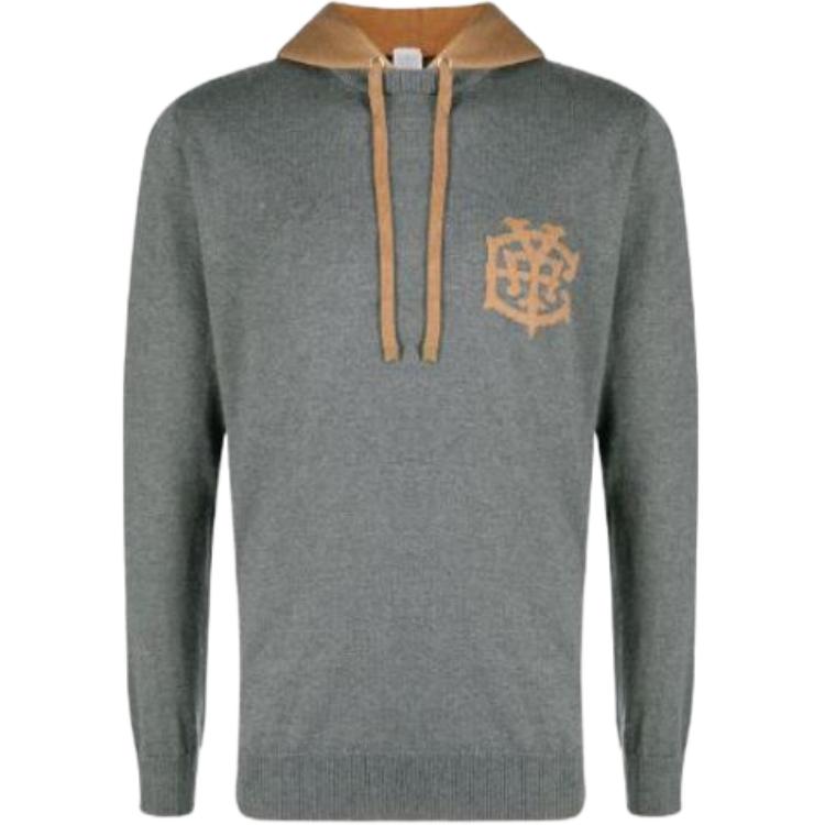 PHILIPP PLEIN SS23 Logo Knit Drawstring Hoodie Gray PABC-MTK5119-PJY002N-02