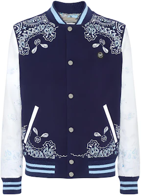 PHILIPP PLEIN SS23 藍色標誌佩斯利印花飛行夾克 FACC-MLB1757-PLE131N-14 Buy PHILIPP PLEIN SS23 藍色標誌佩斯利印花飛行夾克 FACC-MLB1757-PLE131N-14