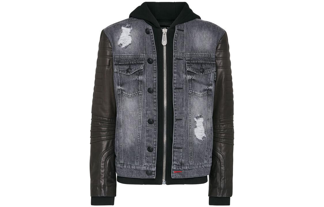 PHILIPP PLEIN SS23 Logo Patch Color Block Hooded Jacket Black Menswear SABC-MDB0385-PDE004N-10KR