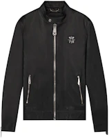 PHILIPP PLEIN SS23 Logo Patch Zip-Up Jacket Black PPO-MLB1415-PLE002N-02 PHILIPP PLEIN SS23 Logo Patch Zip-Up Jacket Black PPO-MLB1415-PLE002N-02