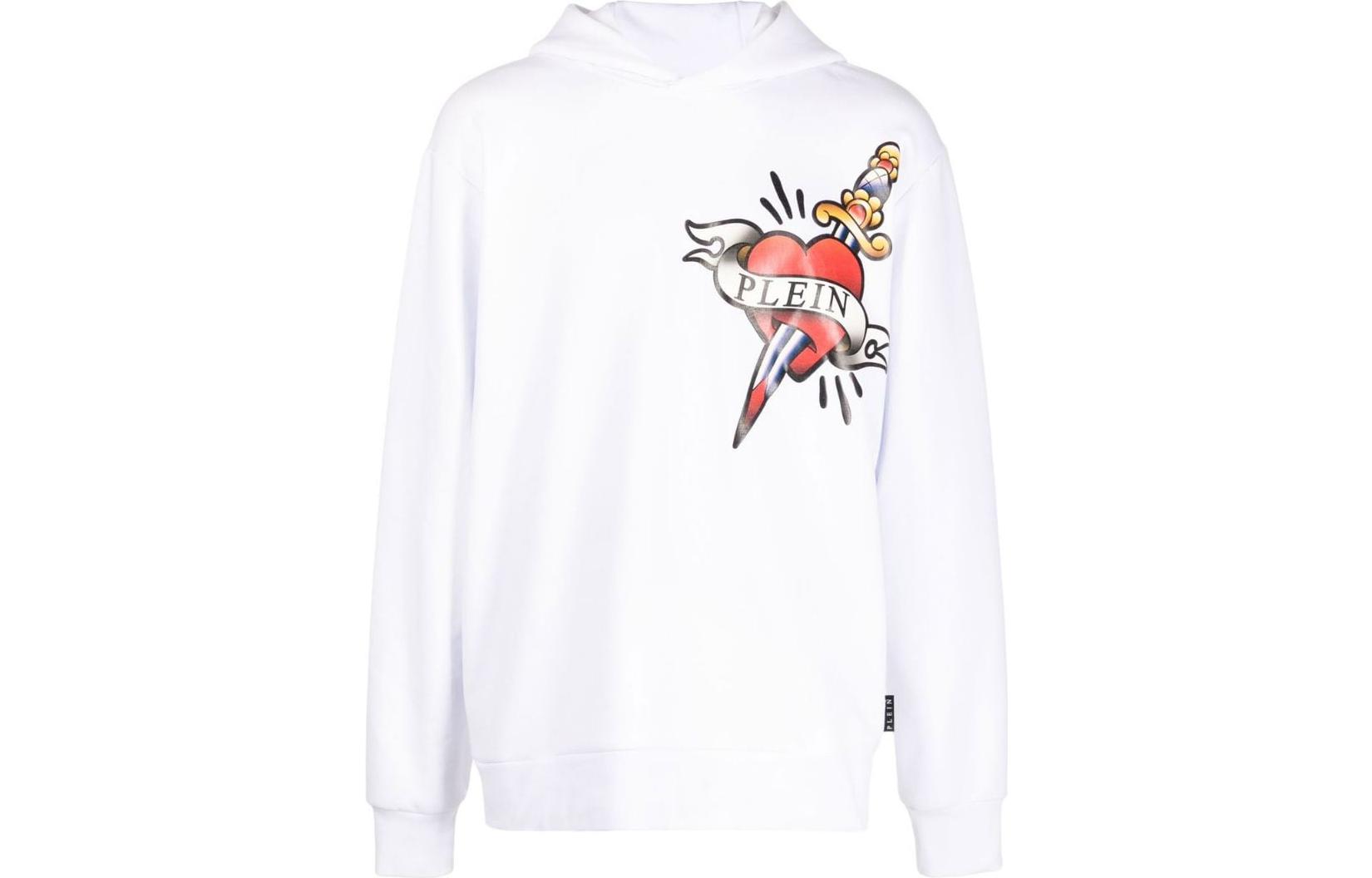 PHILIPP PLEIN SS23 Logo Print Casual Hoodie White PACCM-JB2993-PJO002N-01