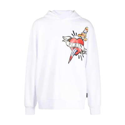PHILIPP PLEIN SS23 Logo Print Casual Hoodie White PACCM-JB2993-PJO002N-01