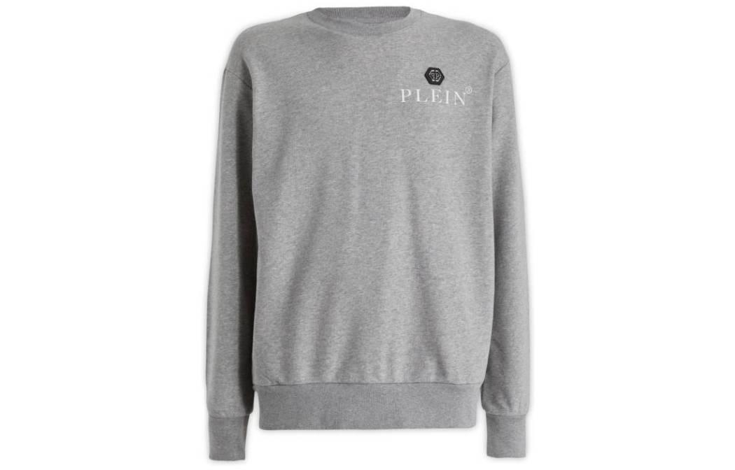 PHILIPP PLEIN SS23 Logo Print Crewneck Sweatshirt Gray Men SACCMJO0901PJY002N10