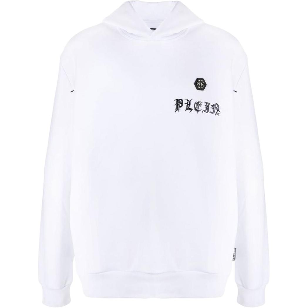 PHILIPP PLEIN SS23 Logo Print Hoodie White Men’s Fashion PACC-MJB3007-PJO002N-01