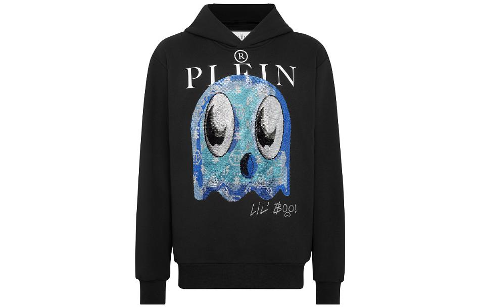 PHILIPP PLEIN SS23 Monster Logo Crystal Hoodie Black - Edition AABC-MJB2866-PJO002N-02