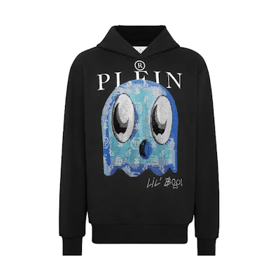PHILIPP PLEIN SS23 Monster Logo Crystal Hoodie Black - Edition AABC-MJB2866-PJO002N-02
