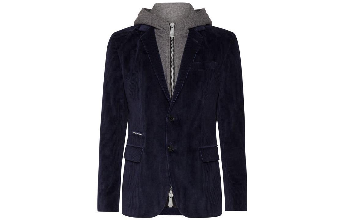 PHILIPP PLEIN SS23 Navy Letter Logo Print Hooded Jacket FACC-MRB2256-PTE003N-14