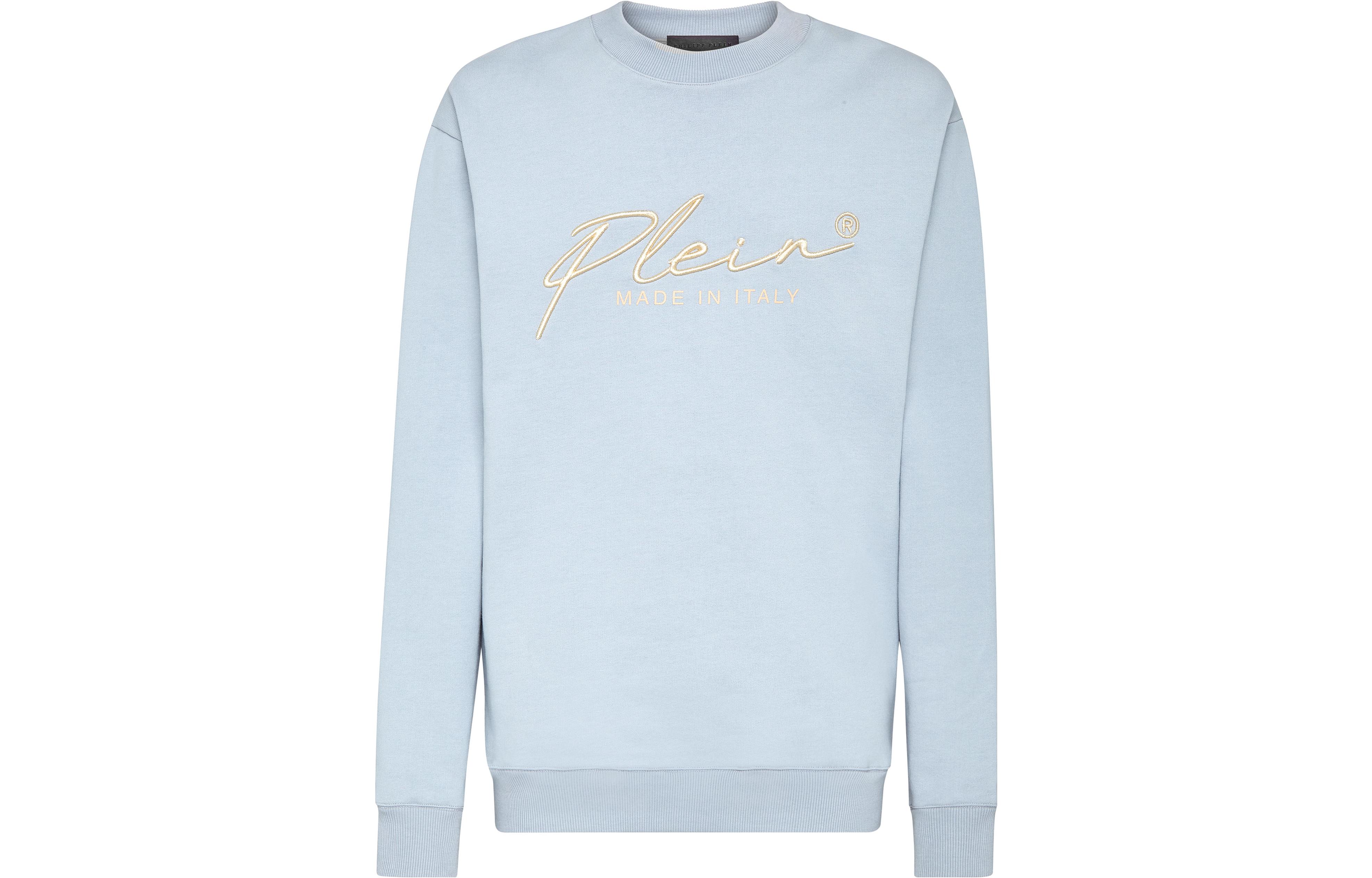 Order Sudadera Philipp Plein SS23 Azul Claro con Estampado de Letras. FAAC-MJO0776-PJO002N-07