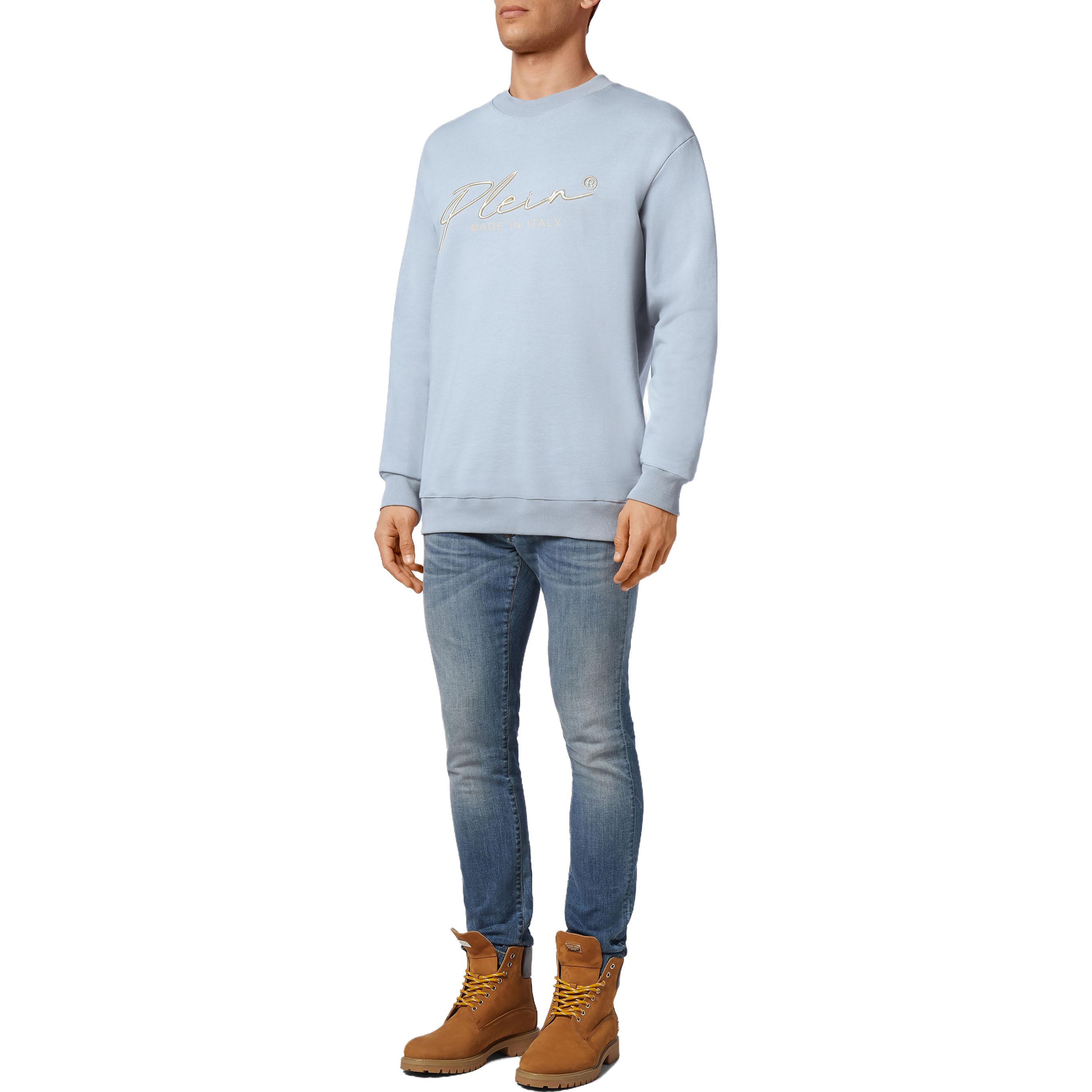 Purchase Sudadera Philipp Plein SS23 Azul Claro con Estampado de Letras. FAAC-MJO0776-PJO002N-07