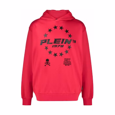PHILIPP PLEIN SS23 Red Hoodie with Logo Letter Print PAAC-MJB2670-PJO002N-13